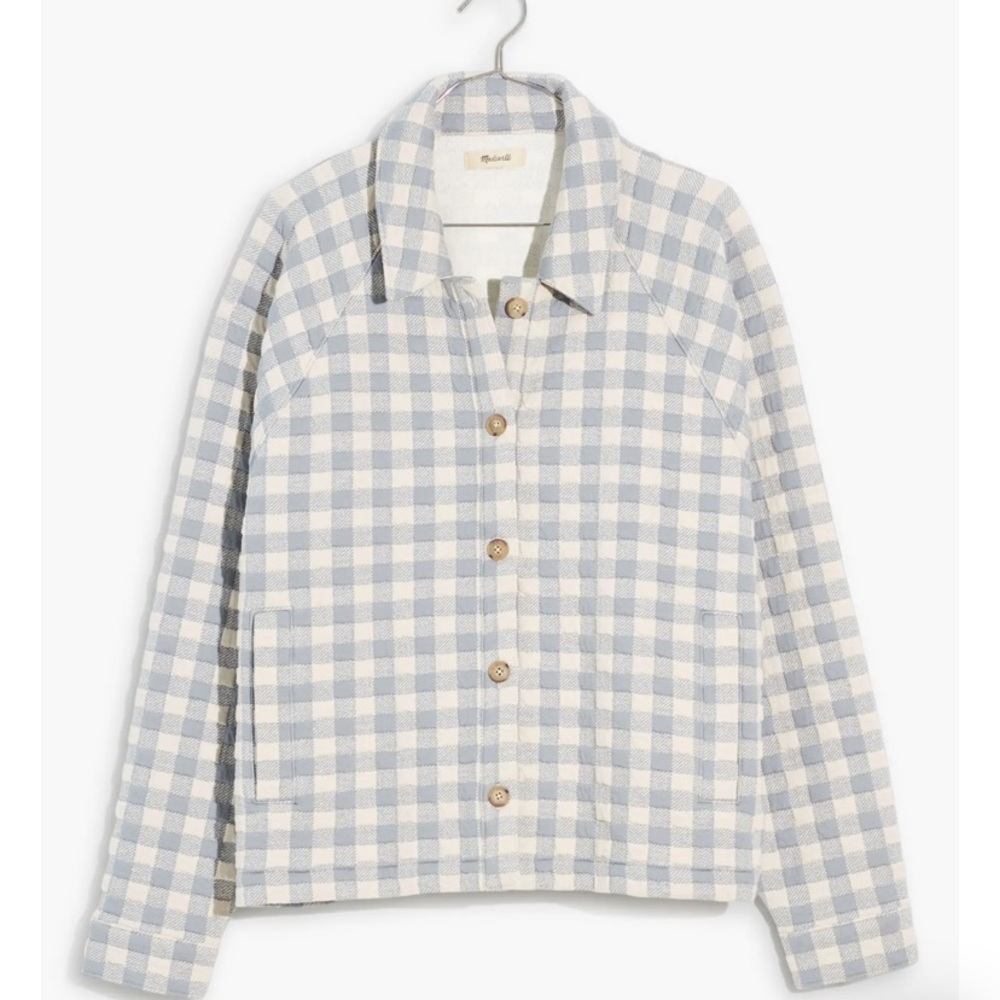 madewell baby blue gingham quilted jacket 🩵🤍